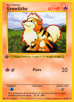 Growlithe z edície Base, karta č.28