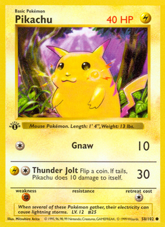 Pikachu z edície Base, karta č.58