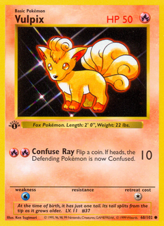 Vulpix z edície Base, karta č.68