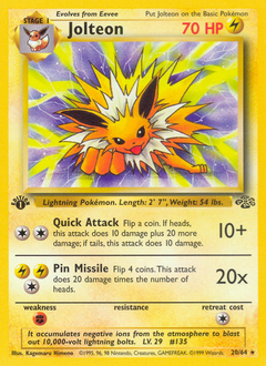Jolteon z edície Jungle, karta č.20