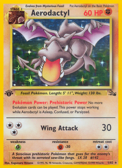 Aerodactyl z edície Fossil, karta č.1