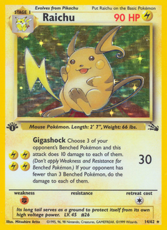 Raichu z edície Fossil, karta č.14