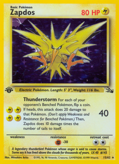 Zapdos z edície Fossil, karta č.15