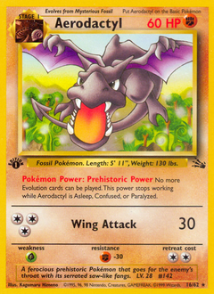 Aerodactyl z edície Fossil, karta č.16