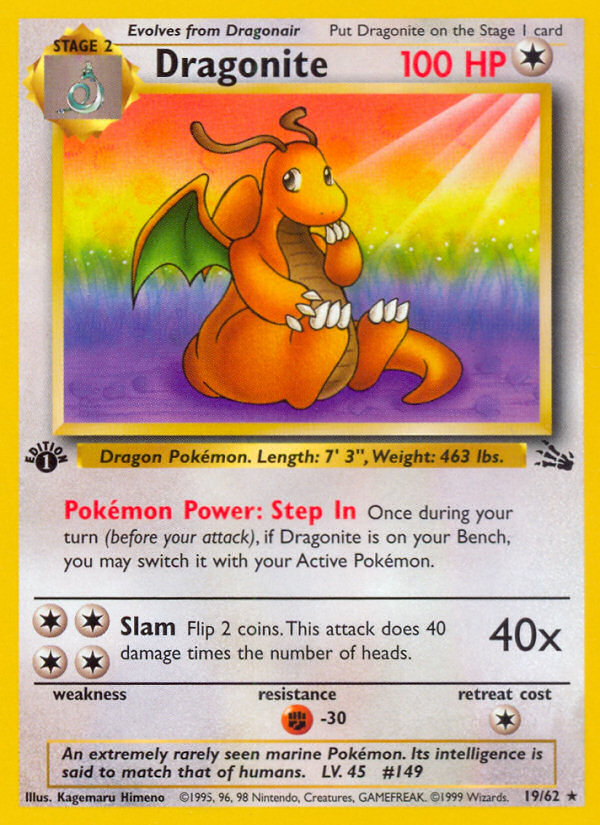 Dragonite z edície Fossil, karta č.19