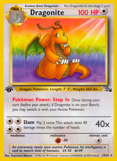 Dragonite z edície Fossil, karta č.19