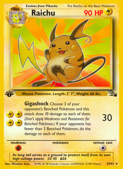 Raichu z edície Fossil, karta č.29