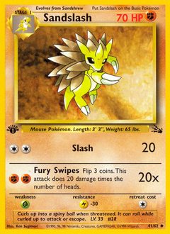 Sandslash z edície Fossil, karta č.41