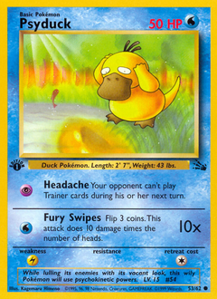 Psyduck z edície Fossil, karta č.53