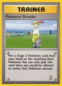 Pokémon Breeder z edície Base Set 2, karta č.105