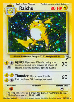 Raichu z edície Base Set 2, karta č.16
