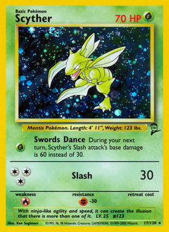 Scyther z edície Base Set 2, karta č.17