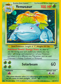 Venusaur z edície Base Set 2, karta č.18