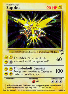 Zapdos z edície Base Set 2, karta č.20