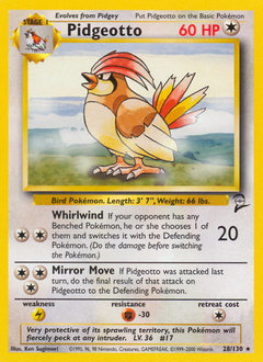 Pidgeotto z edície Base Set 2, karta č.28