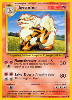 Arcanine z edície Base Set 2, karta č.33