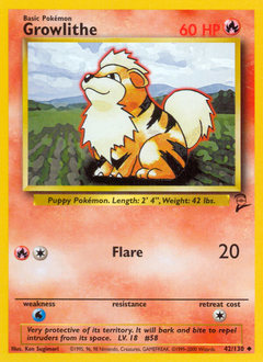 Growlithe z edície Base Set 2, karta č.42
