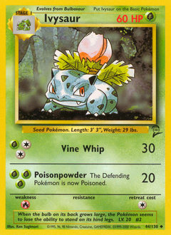 Ivysaur z edície Base Set 2, karta č.44