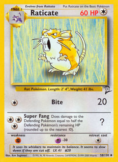 Raticate z edície Base Set 2, karta č.58