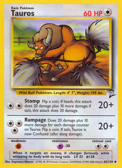 Tauros z edície Base Set 2, karta č.62