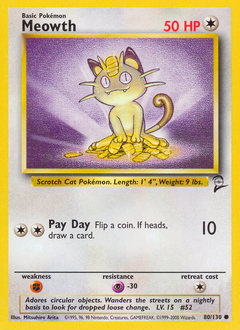 Meowth z edície Base Set 2, karta č.80