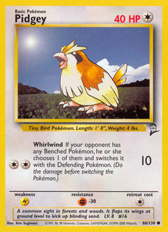 Pidgey z edície Base Set 2, karta č.86