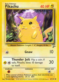 Pikachu z edície Base Set 2, karta č.87