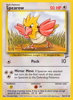 Spearow z edície Base Set 2, karta č.92