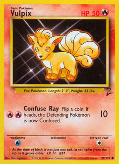 Vulpix z edície Base Set 2, karta č.99