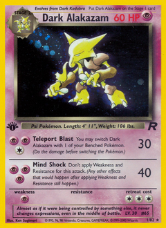Dark Alakazam z edície Team Rocket, karta č.1