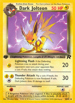 Dark Jolteon z edície Team Rocket, karta č.38