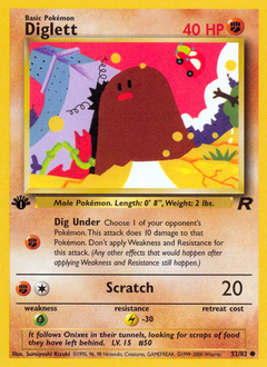 Diglett z edície Team Rocket, karta č.52