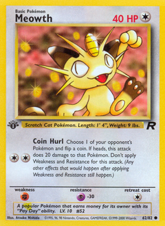 Meowth z edície Team Rocket, karta č.62