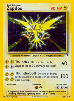 Zapdos z edície Legendary Collection, karta č.19