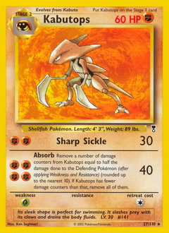 Kabutops z edície Legendary Collection, karta č.27