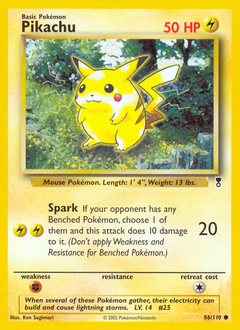 Pikachu z edície Legendary Collection, karta č.86