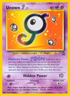 Unown [J] z edície Wizards Black Star Promos, karta č.38