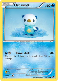 Oshawott z edície Black & White, karta č.28