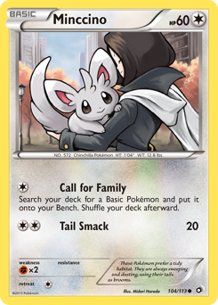 Minccino z edície Legendary Treasures, karta č.104