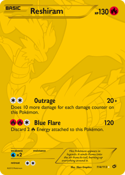 Reshiram z edície Legendary Treasures, karta č.114