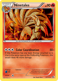 Ninetales z edície Legendary Treasures, karta č.21