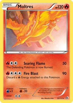 Moltres z edície Legendary Treasures, karta č.22