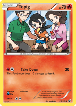Tepig z edície Legendary Treasures, karta č.25
