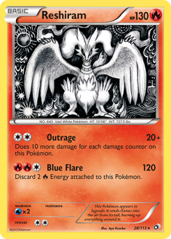 Reshiram z edície Legendary Treasures, karta č.28