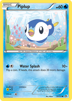 Piplup z edície Legendary Treasures, karta č.33