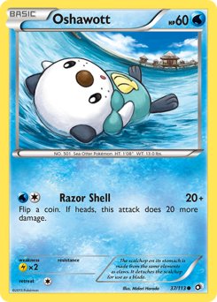 Oshawott z edície Legendary Treasures, karta č.37