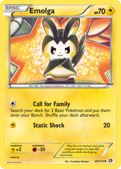 Emolga z edície Legendary Treasures, karta č.49