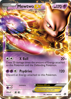 Mewtwo-EX z edície Legendary Treasures, karta č.54