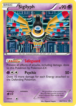 Sigilyph z edície Legendary Treasures, karta č.66