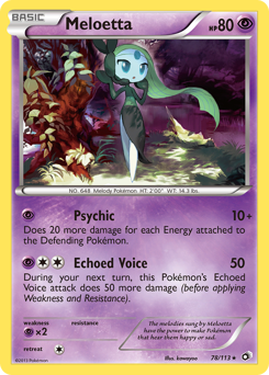 Meloetta z edície Legendary Treasures, karta č.78